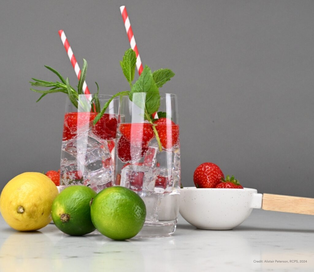 Delicious lemonade set with fruit