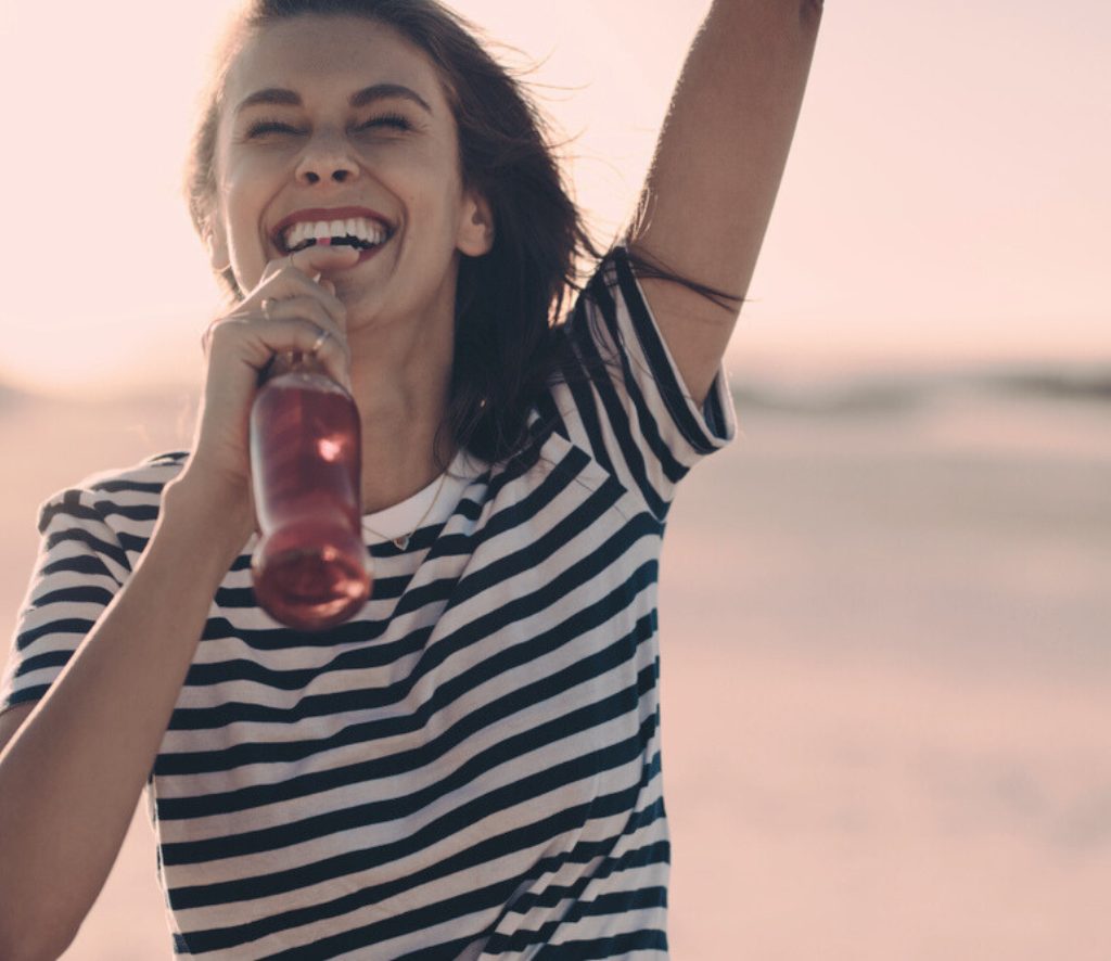 Girl enjoying a stevia drink